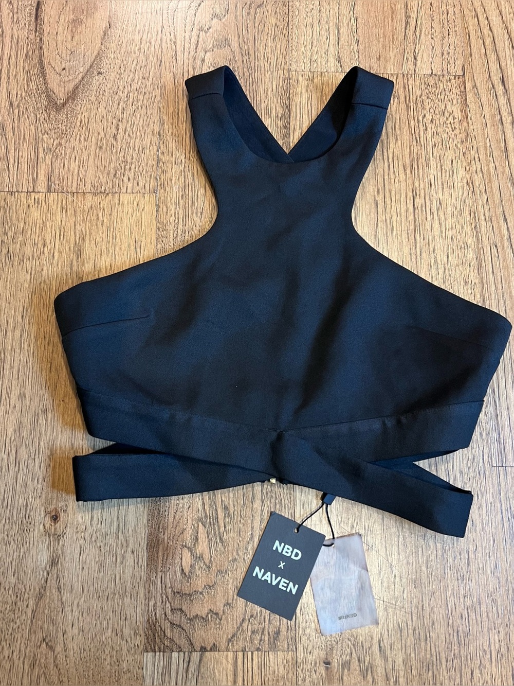 NBD x Naven Cropped Halter Tie-Back Top